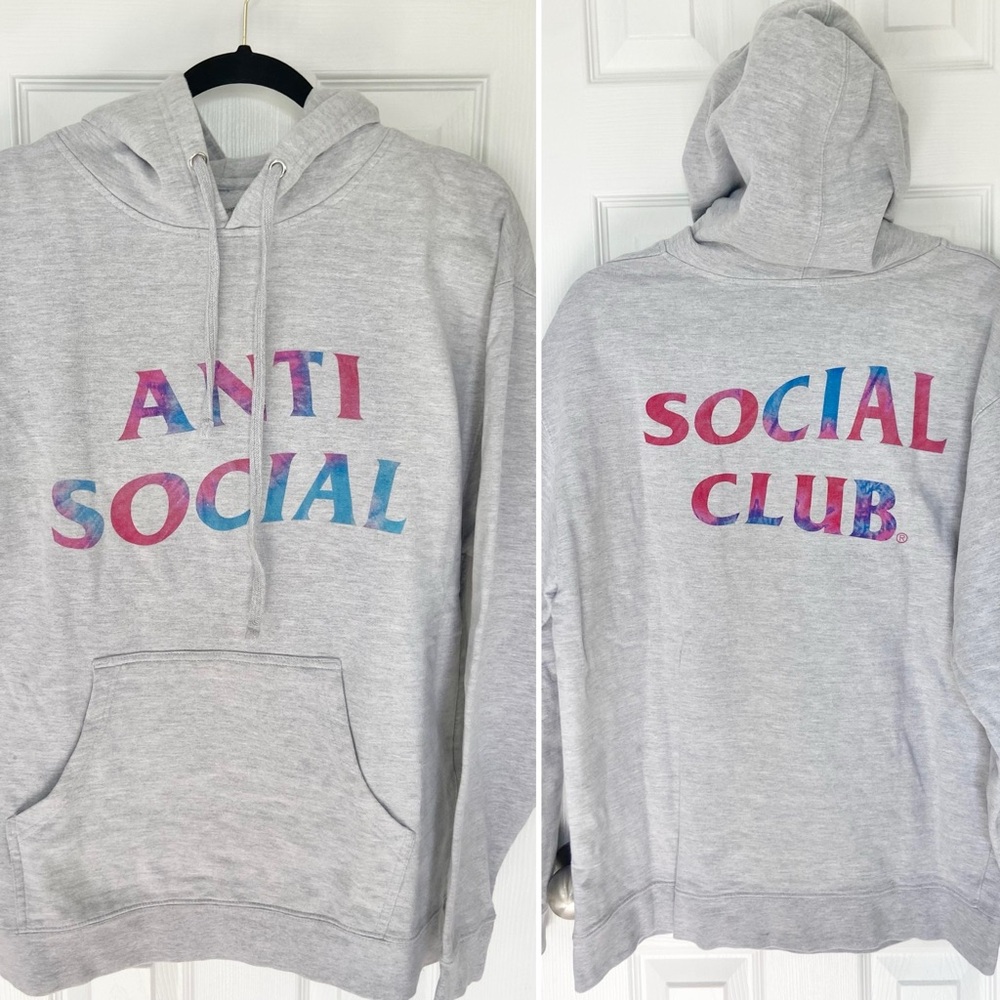 Anti Social Social Club Funky Forest Hoodie Sweatshirt Gray Tie Dye Men’s Large